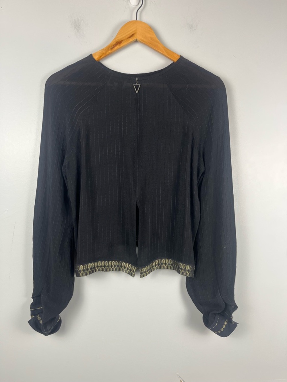 Zeus & Dione 100% silk sheer black and gold blouse size 36 - Picture 2 of 9